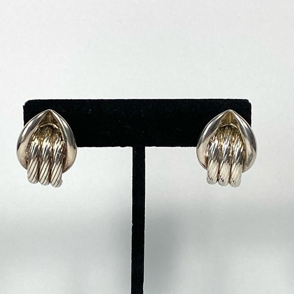 Earrings Silver Textured Tube Design Statement Silver Tone Vintage - Picture 8 of 12